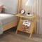 Boho End Table Wicker Rattan Glass Top Side Table Z Shaped Frame Nightstand Magazine Storage Shelf Accent Table Living Room